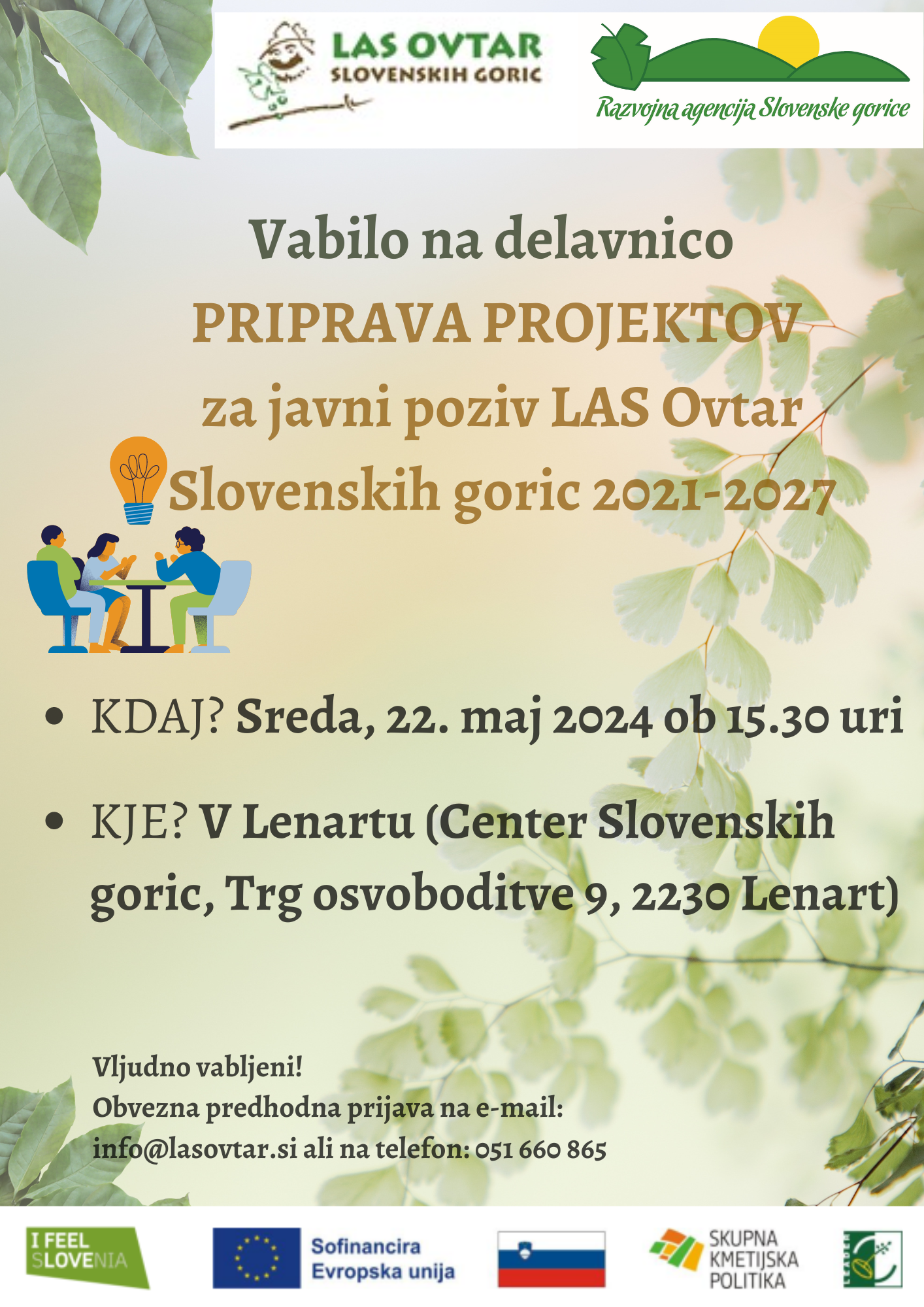 Vabilo delavnica za pripravo projektov maj 2024
