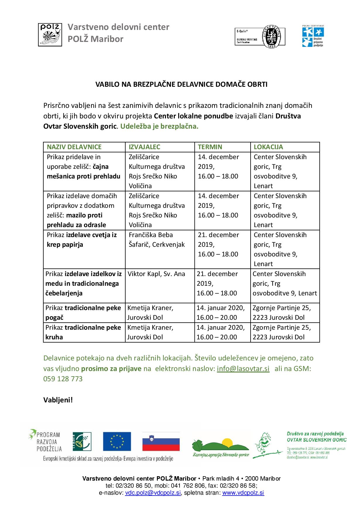 VABILA DELAVNICE CLP OVTAR Društvo Ovtar page 001